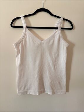 Athleta White Ribbed V-Neck Camisole